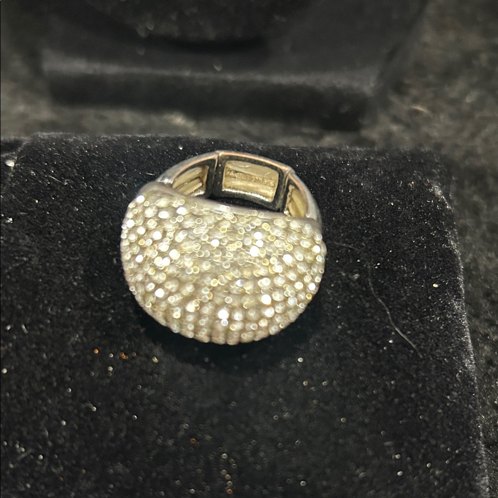 Elegant Stretchable Dazzling Silver Pave Ring